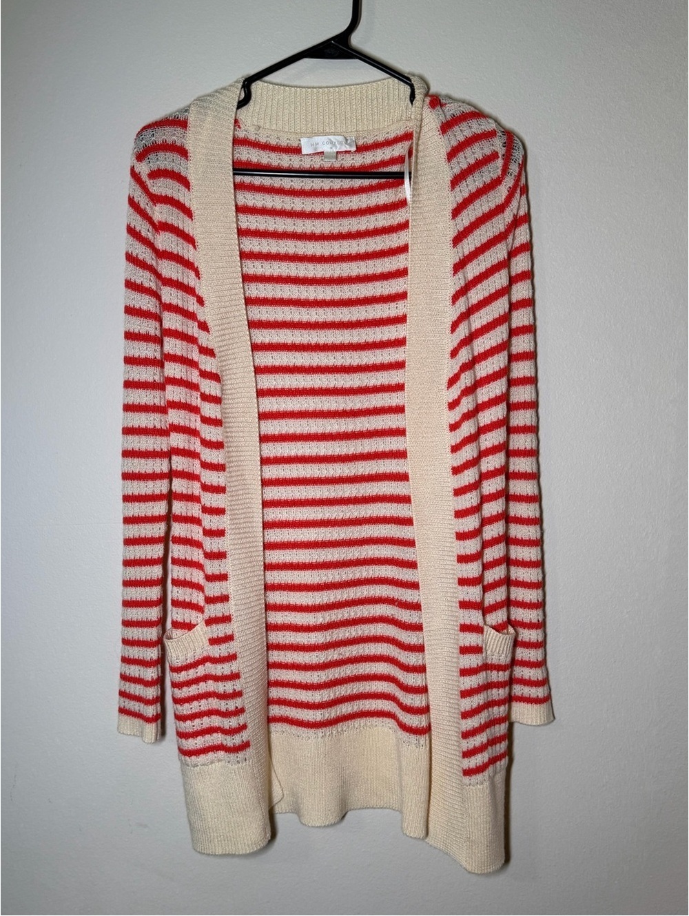 miss me mm couture Red & Cream Striped Open-Front Cardigan